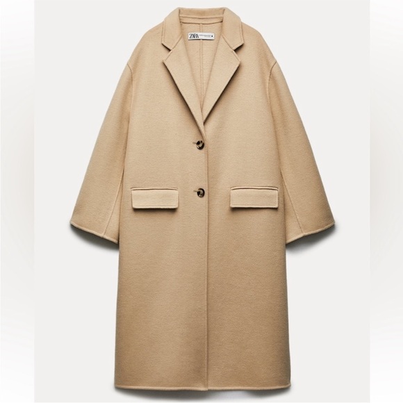 ZARA DOUBLE FACED WOOL BLEND OVERSIZED COAT ZW COLLECTION TAN  M-L - Picture 3 of 4
